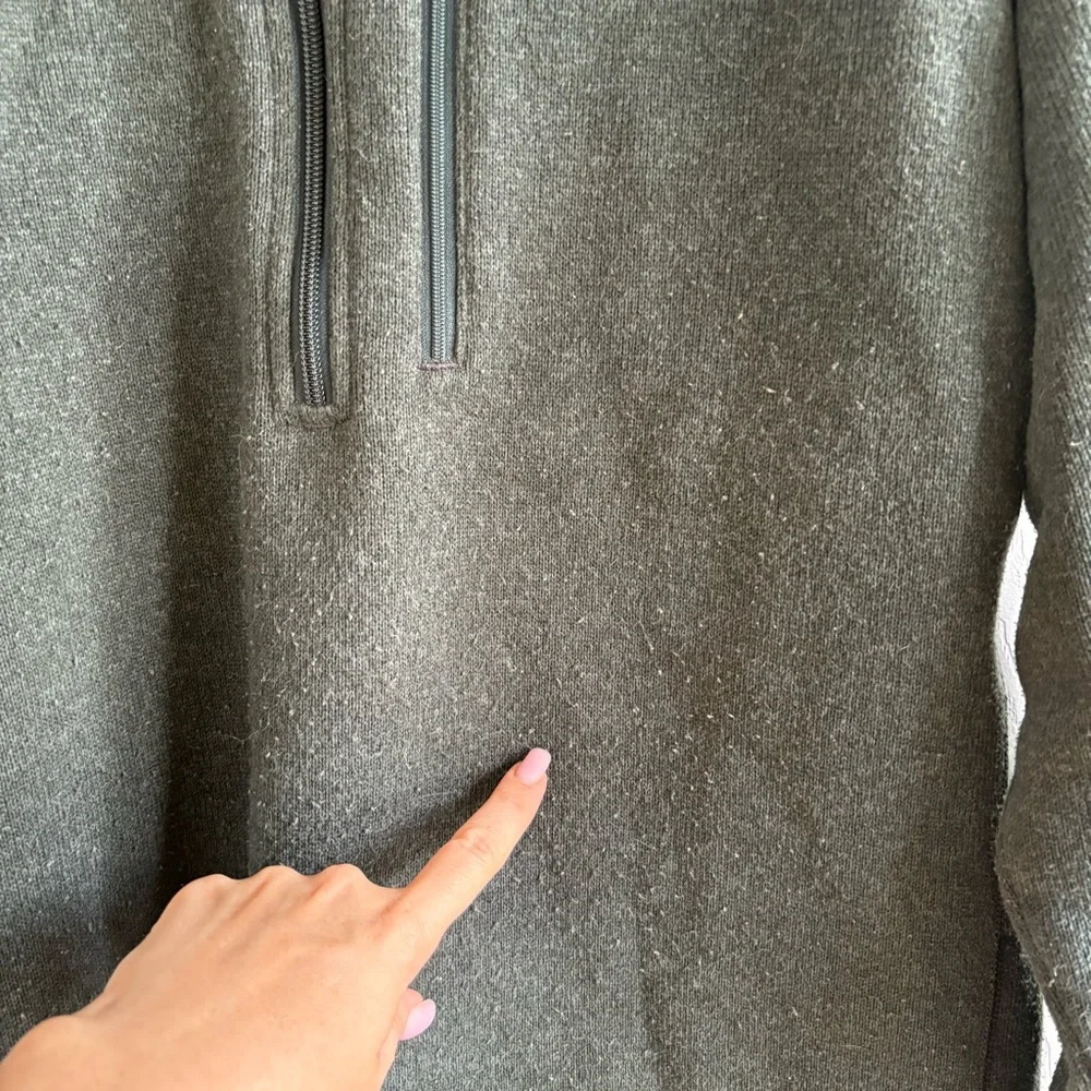 Patagonia Worn Wear Forest Green Half-Zip Fleece Long‎ Sleeve Top L Hiking Camp - Picture 3 of 7